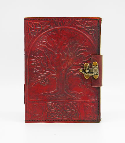 Tree of Life Leather Embossed Journal  5 X 7" with metal lock